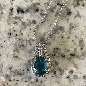 Blue Topaz with Diamond accent Pendant Necklace *Not Mejuri*